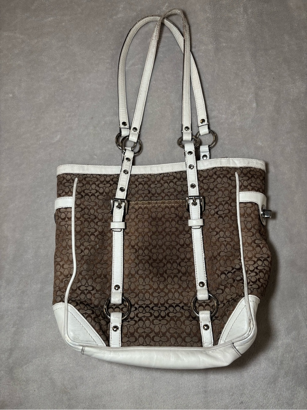Vintage Coach Signature Jacquard Shoulder Tote Bag